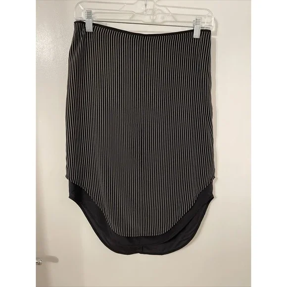 Rag & Bone Madison Pinstripe Silk A Line High Low Skirt Knee Length Size 2 - Picture 2 of 9